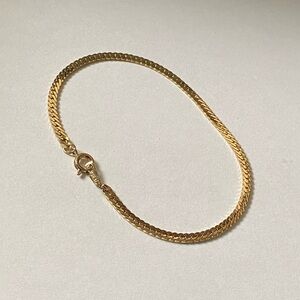 Vintage Herringbone Gold Tone Chain Bracelet Korea Signed